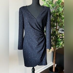 Morton Myles Vintage Blue Sparkle Wrap Dress 12